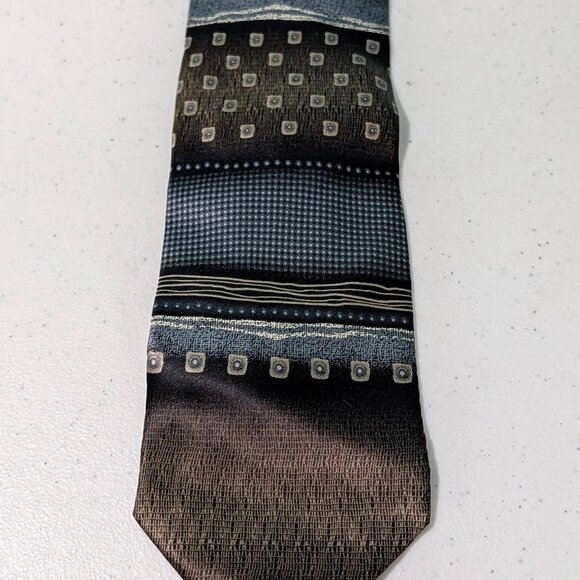 Alexander Julian Multi Pattern Geometric Shape 100 % Silk Handmade Necktie - Picture 7 of 10